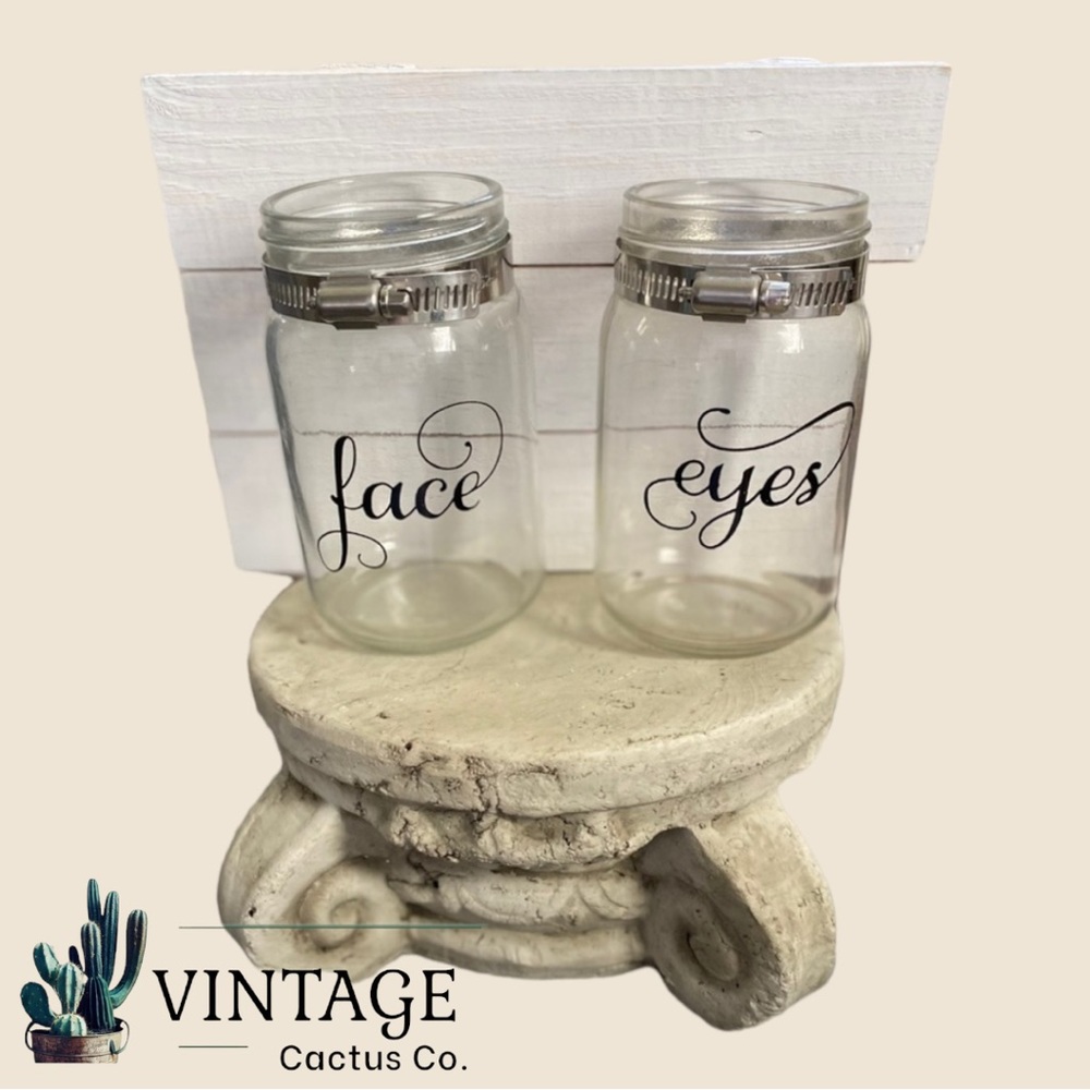 New! Farmhouse “Mercantile Design Home Decor” Mason Jar Makeup Brush Holder!
